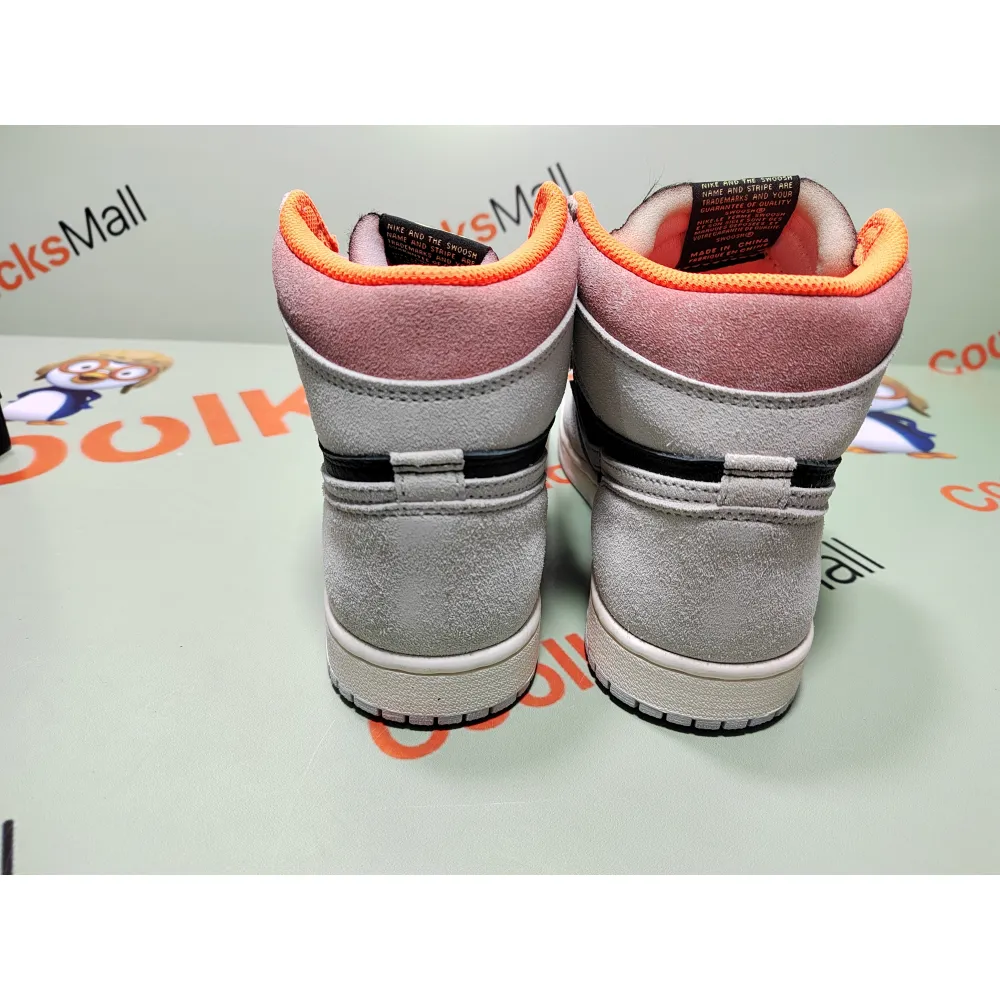 Coolkicks PKGoden Air Jordan 1 Retro High Neutral Grey Hyper Crimson,555088-018