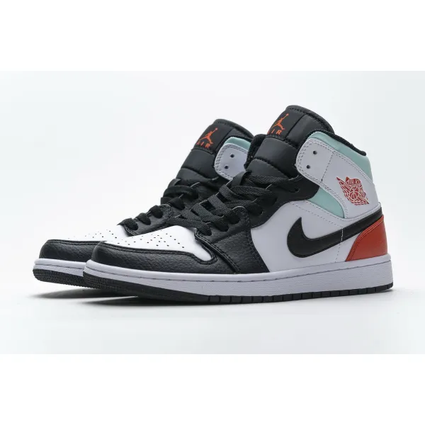 GET Air Jordan 1 Mid SE White Black Red Spruce (GS)