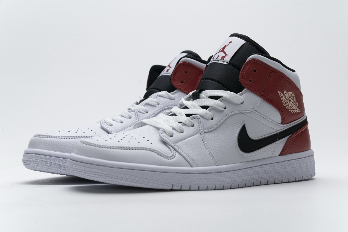 GET Air Jordan 1 Mid White Black Gym Red