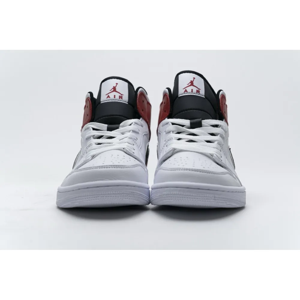 GET Air Jordan 1 Mid White Black Gym Red