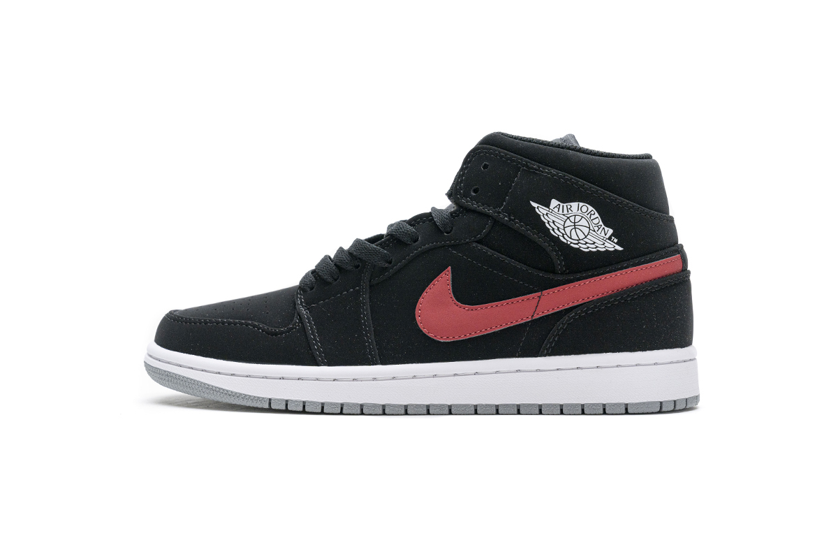 GET Air Jordan 1 Mid Multi-Color Swoosh Black (GS)