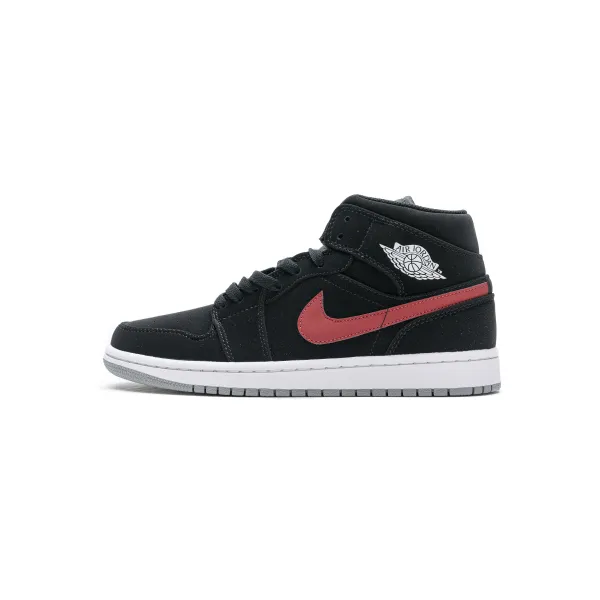 GET Air Jordan 1 Mid Multi-Color Swoosh Black (GS)