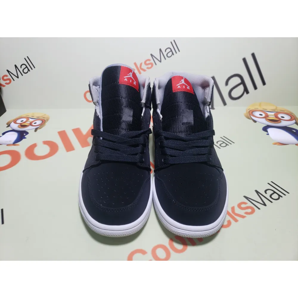Coolkicks GET Air Jordan 1 Mid Black Particle Grey Gym Red,554724-060