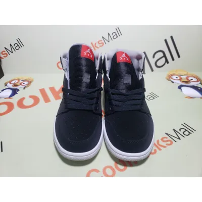 Coolkicks GET Air Jordan 1 Mid Black Particle Grey Gym Red,554724-060 02