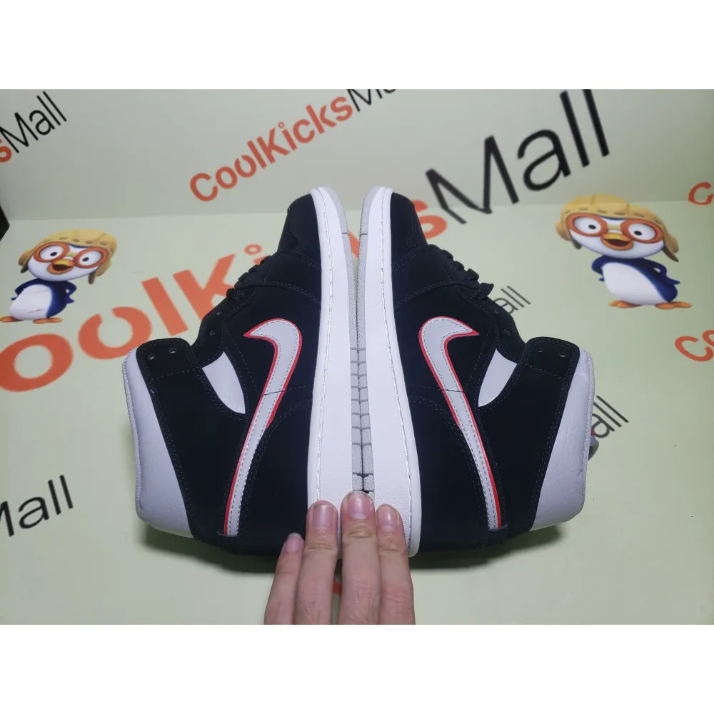 Coolkicks GET Air Jordan 1 Mid Black Particle Grey Gym Red,554724-060