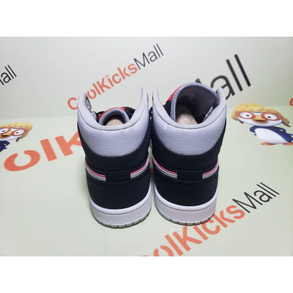 Coolkicks GET Air Jordan 1 Mid Black Particle Grey Gym Red,554724-060