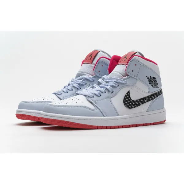 GET Air Jordan 1 Mid Half Blue Polka Dot Swoosh (GS)