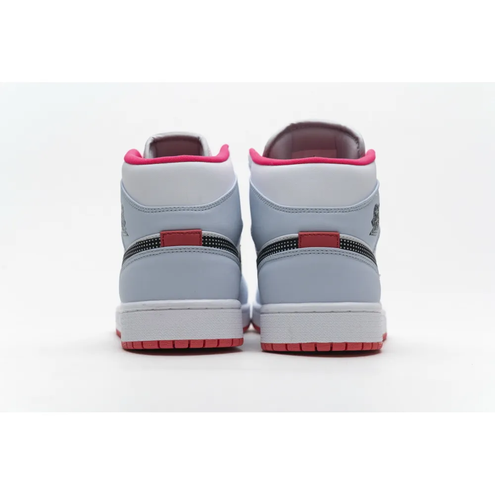 GET Air Jordan 1 Mid Half Blue Polka Dot Swoosh (GS)