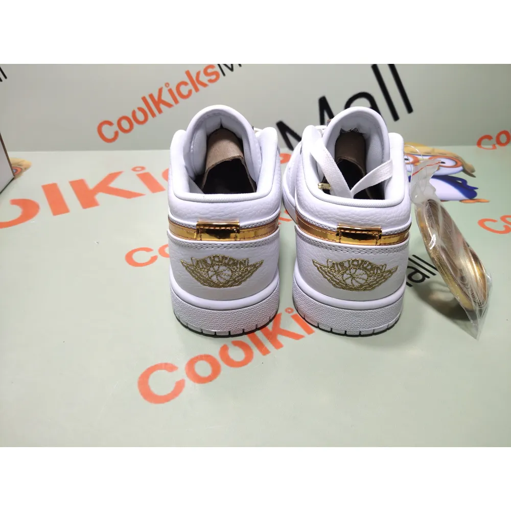 Coolkicks G5 Air Jordan 1 Low White Metallic Gold (W),CZ4776-100