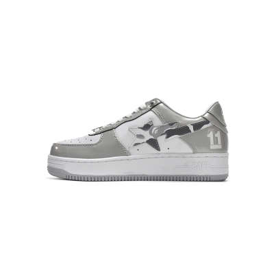 shop cool kicks | G5 A Bathing Ape Bape Sta Low White Grey Mirror Surface 01