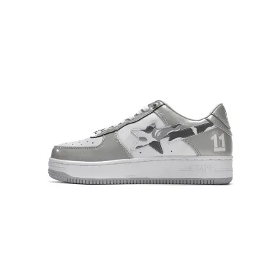 Shop Cool Kicks | G5 A Bathing Ape Bape Sta Low White Grey Mirror Surface 01