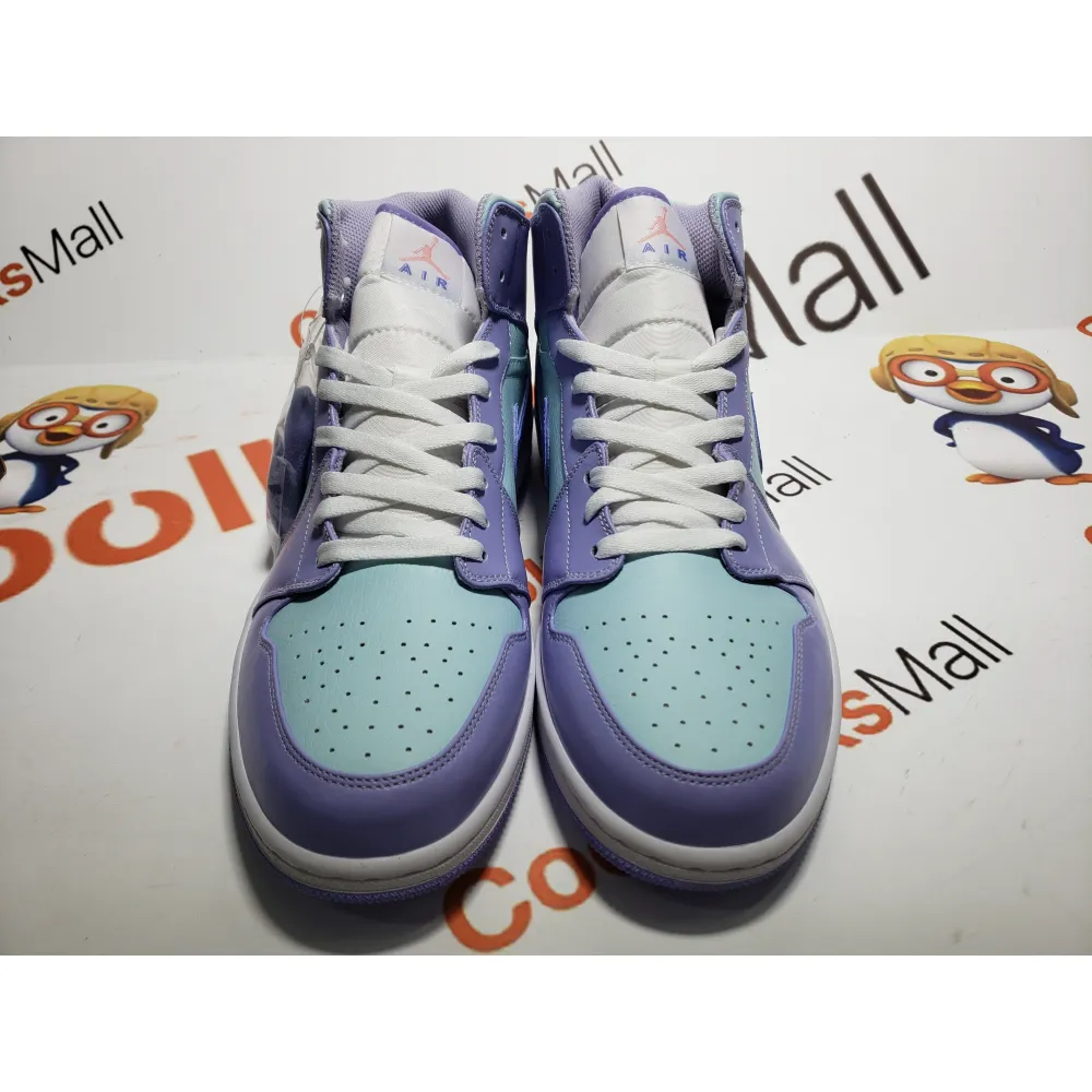 GET Air Jordan 1 Mid Purple Aqua (GS),554725-500