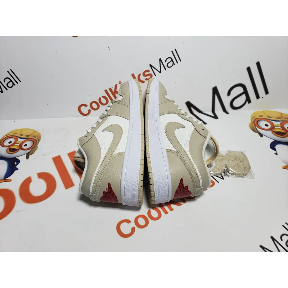 shop cool kicks | GET Jordan 1 Low SE Sail Rattan University Red,FB7168-121  