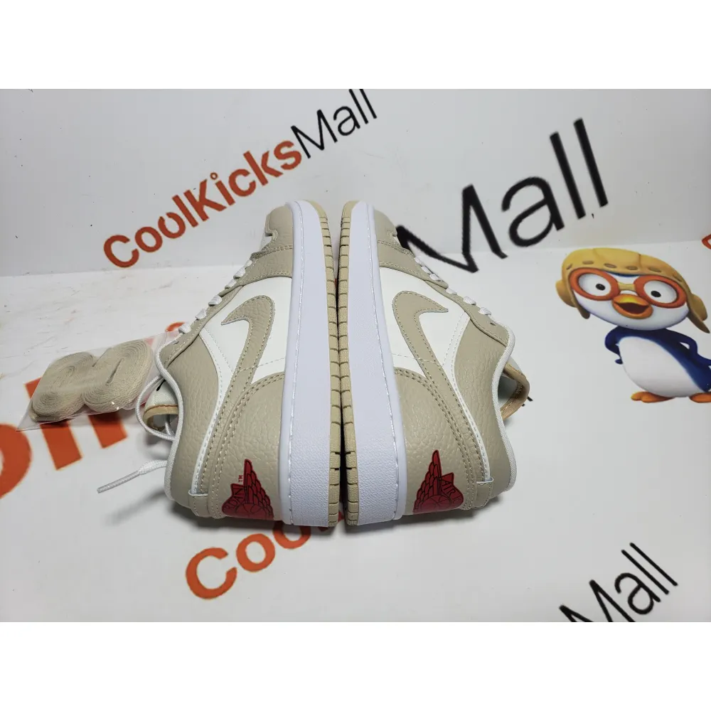 shop cool kicks | GET Jordan 1 Low SE Sail Rattan University Red,FB7168-121  