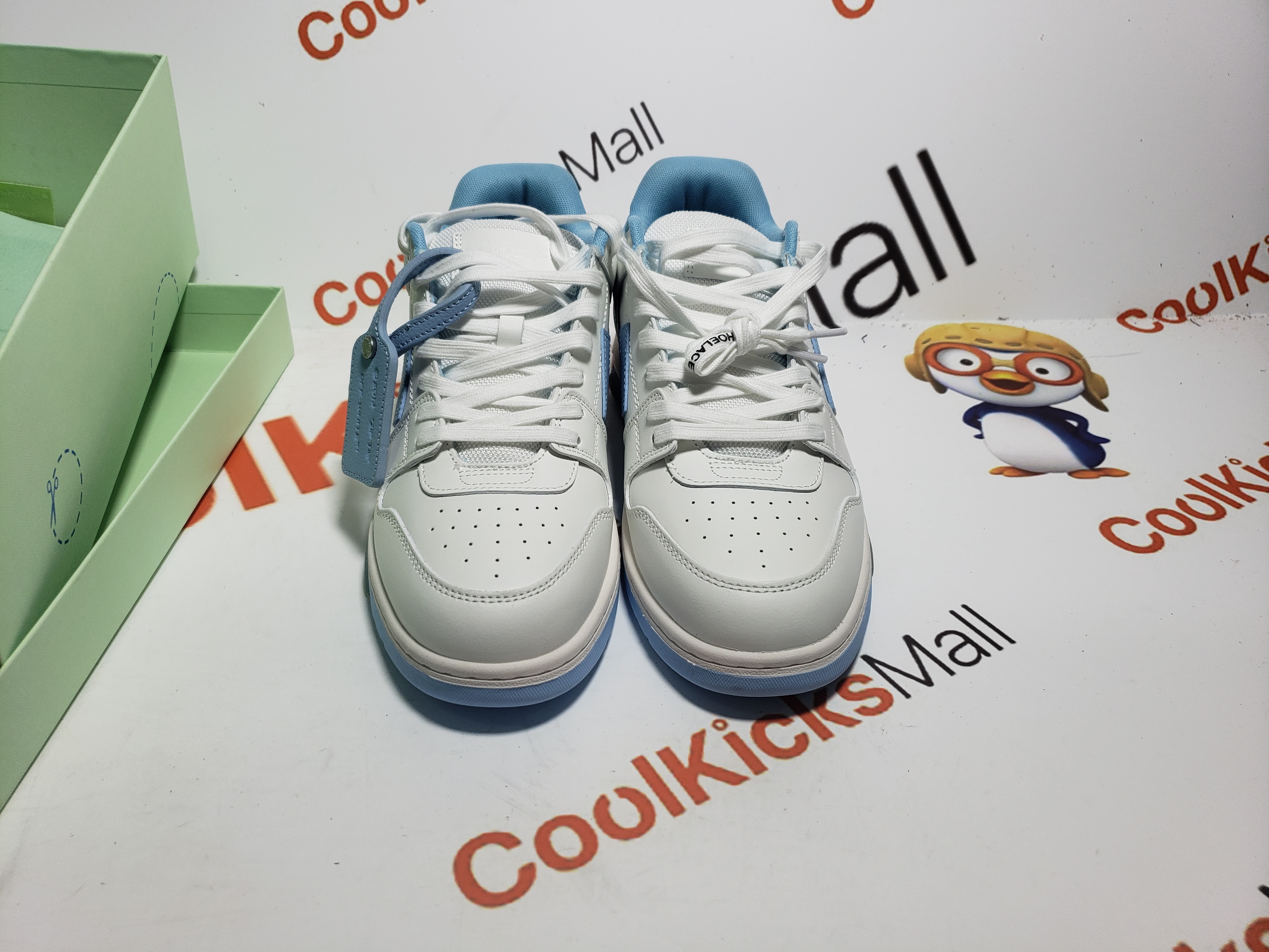 Replica OFF-WHITE Out Of Office OOO 30 MM Low Tops Sky Blue And White  