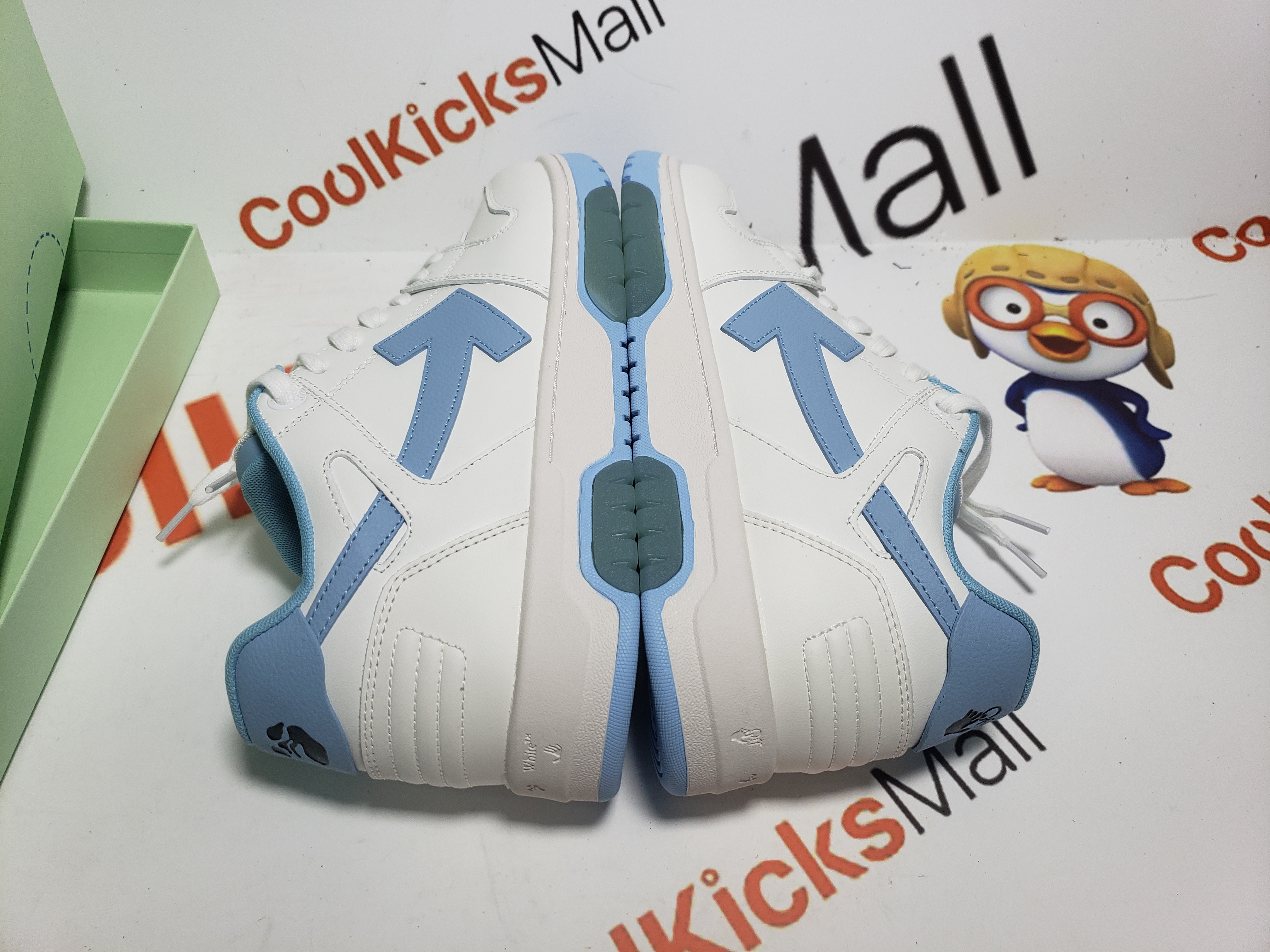 Replica OFF-WHITE Out Of Office OOO 30 MM Low Tops Sky Blue And White  