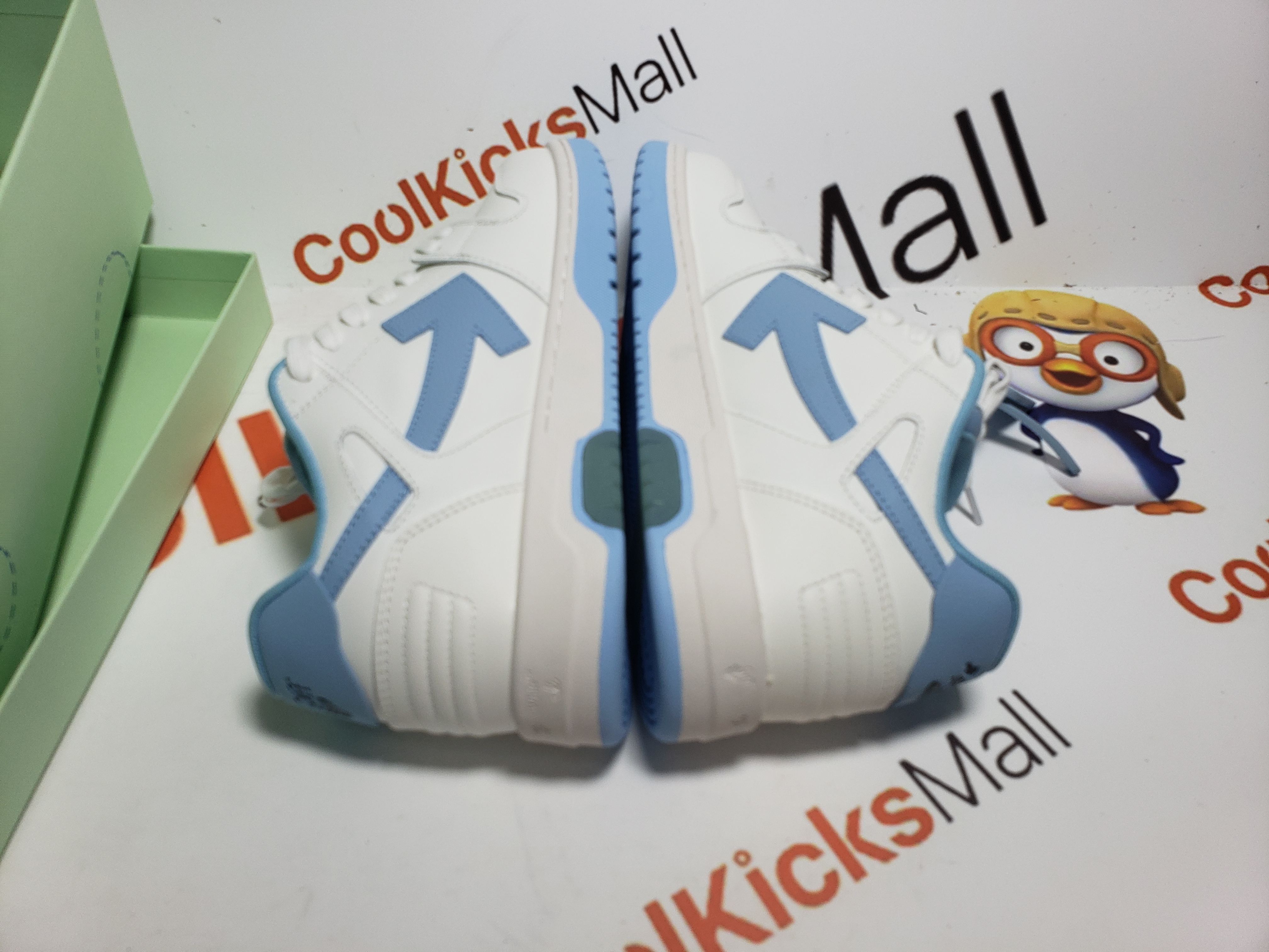 Replica OFF-WHITE Out Of Office OOO 30 MM Low Tops Sky Blue And White  