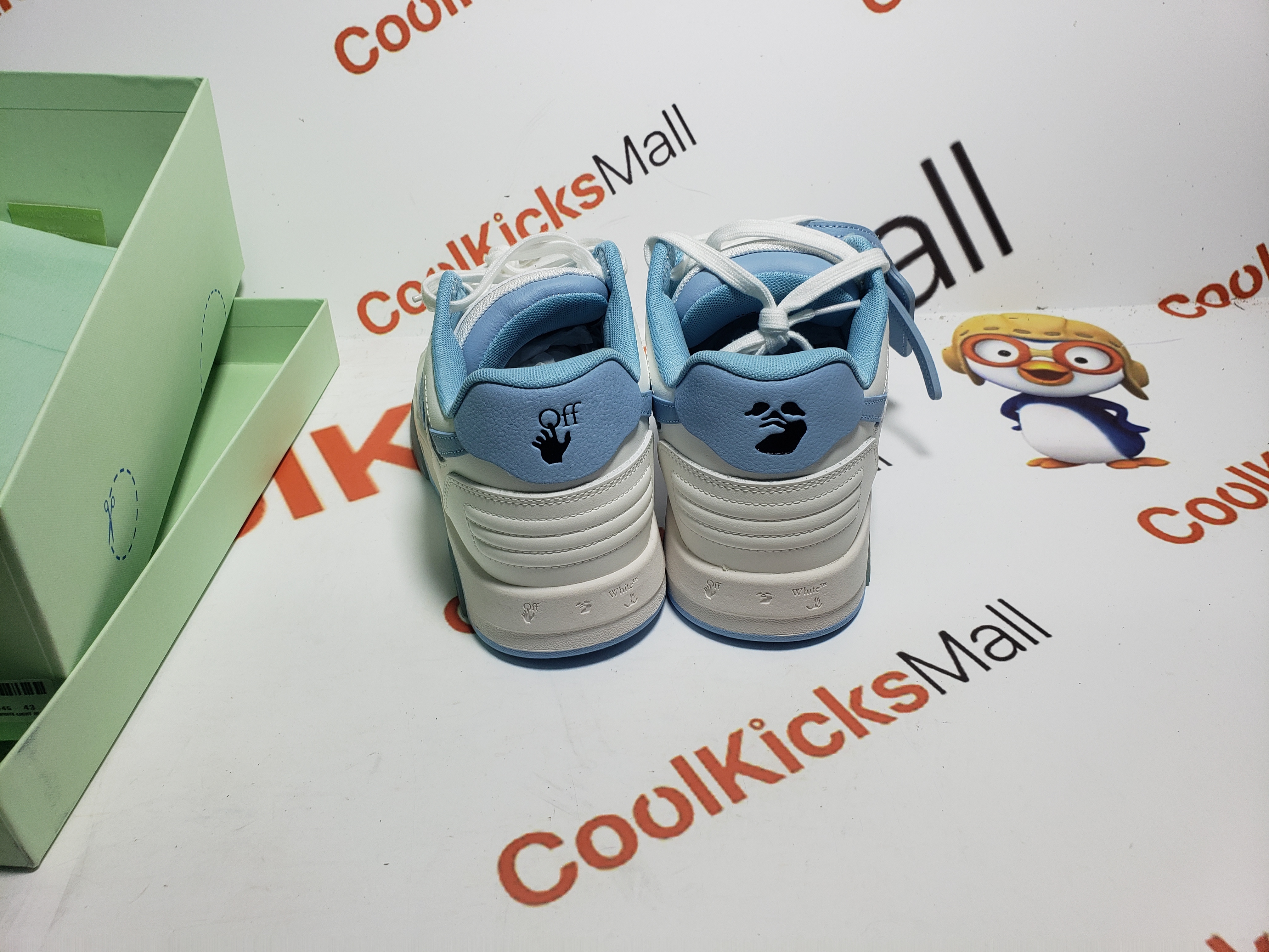 Replica OFF-WHITE Out Of Office OOO 30 MM Low Tops Sky Blue And White  