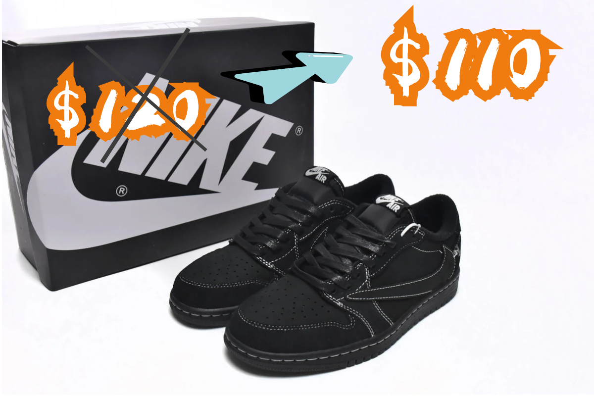 (1 week $10 OFF) Replica Air Jordan 1 Retro Low OG SP Travis Scott Black Phantom, DM7866-001