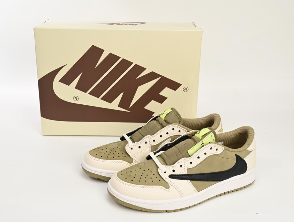 Replica Air Jordan 1 Retro Low Golf Travis Scott Neutral Olive,FZ3124-200