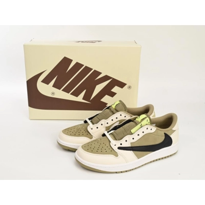 Replica Air Jordan 1 Retro Low Golf Travis Scott Neutral Olive,FZ3124-200 01