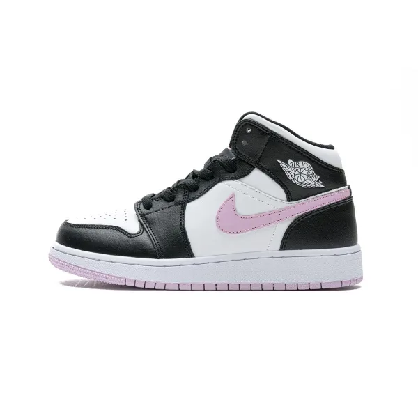 GET Air Jordan 1 Mid White Black Light Arctic Pink (GS)