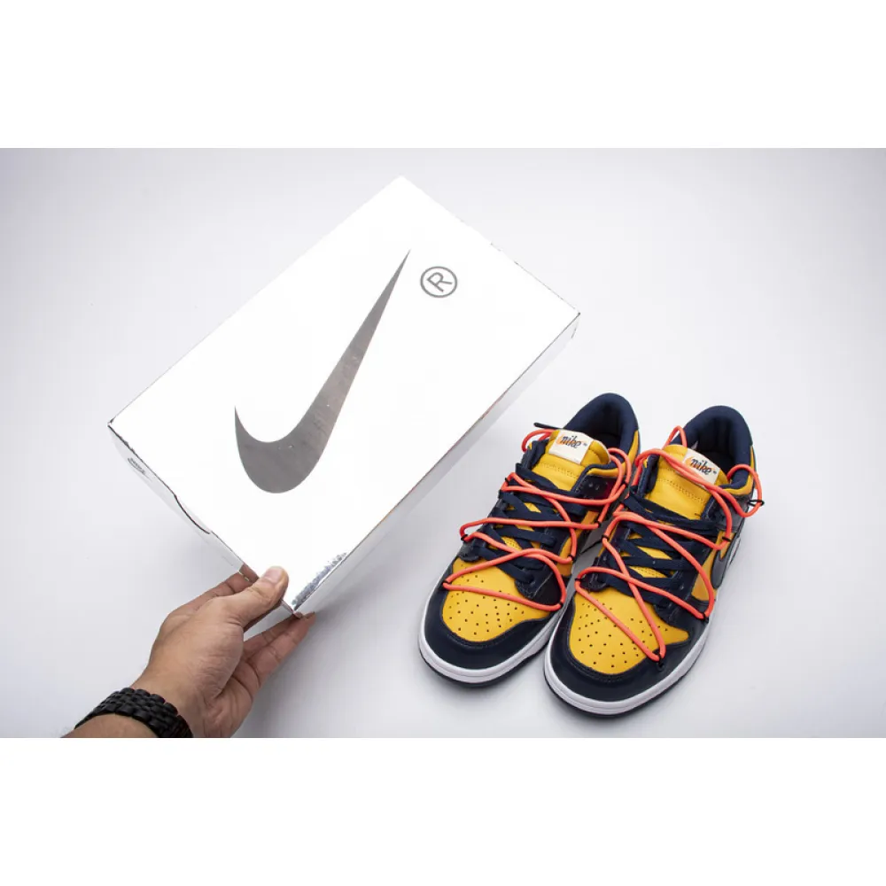 PK GOD  Dunk Low Off-White University Gold Midnight Navy