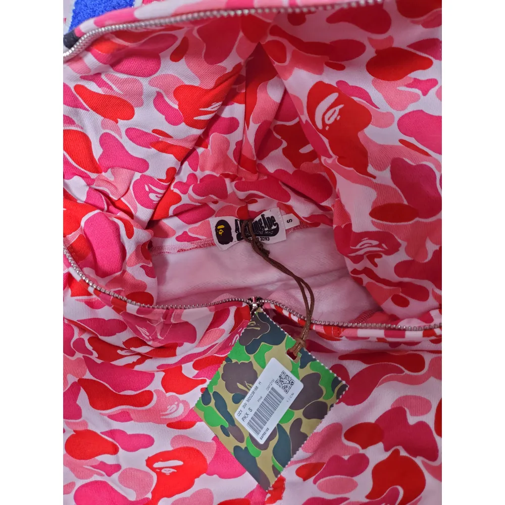 💖Free shipping💖 BAPE ABC Camo Shark Full Zip Hoodie Pink