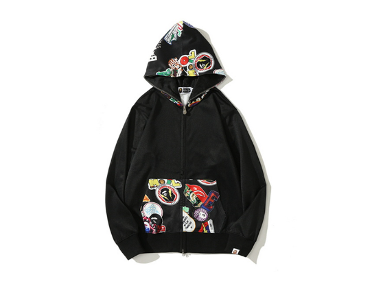 BAPE Color Camo Multi Motif Print Full Zip Hoodie Black