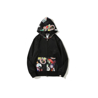 BAPE Color Camo Multi Motif Print Full Zip Hoodie Black 01