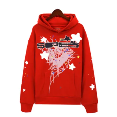 Sp5der Web star Hoodie Red 01