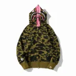 BAPE 1st Camo Shark Full Zip Double Hoodie Dark Yellow