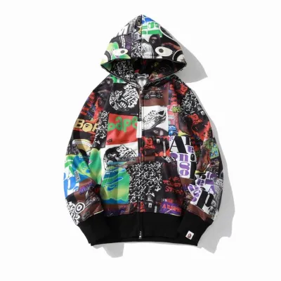 BAPE Thermography Shark Full Zip Hoodie Colorful  01