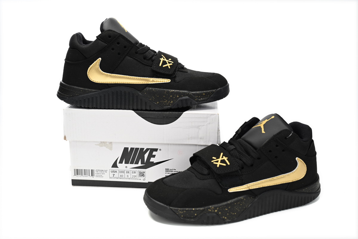 Replica Travis Scott x Jordan Cut The Check Nice Kicks Black Gold,FZ8117-911