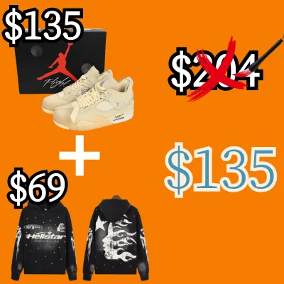 (Jordan1 Shoes + Free Hoodie)Replica Air Jordan 4 +  Hellstar Hoodie 01
