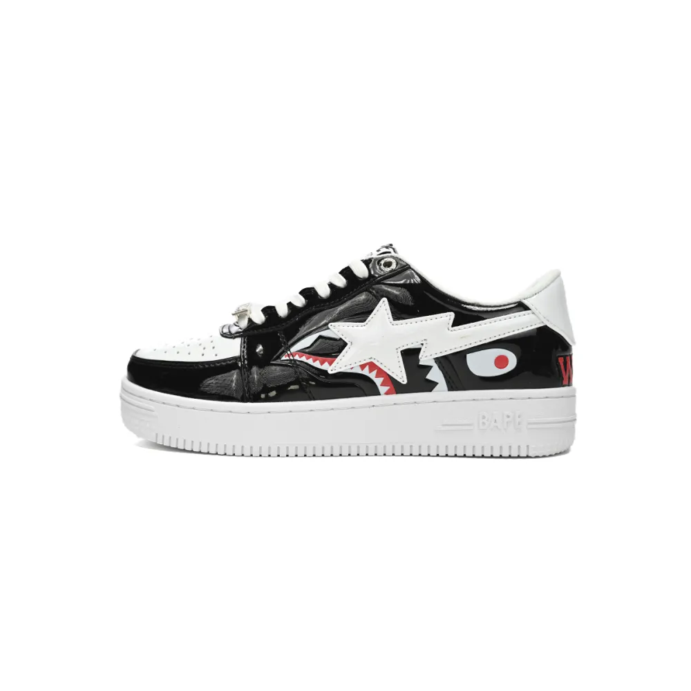 G5 A Bathing Ape Bape Sta Low Black and White Shark 1H30-191-009