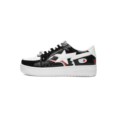G5 A Bathing Ape Bape Sta Low Black and White Shark 1H30-191-009 01
