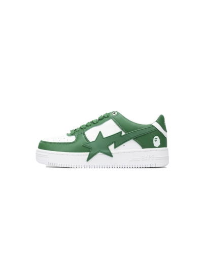 POP  A Bathing Ape Bape Sta Low White Green Star OZXSHM 191 306M 01