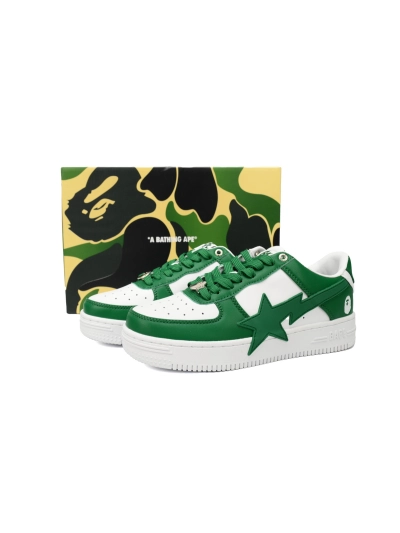 POP  A Bathing Ape Bape Sta Low White Green Star OZXSHM 191 306M 02