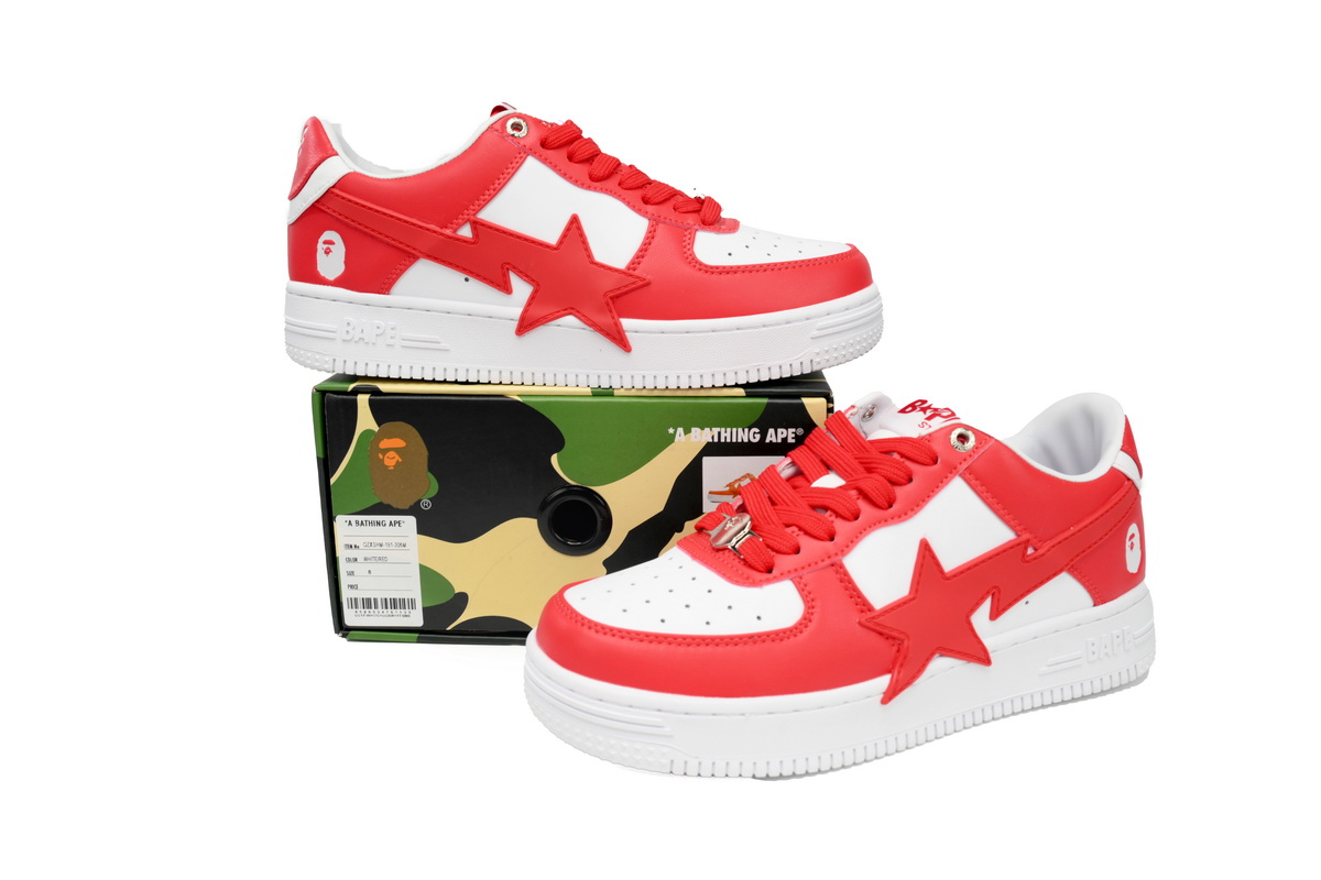 POP  A Bathing Ape Bape Sta Low White Red Star OZXSHM 191 306M