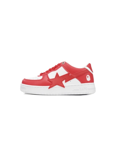 POP  A Bathing Ape Bape Sta Low White Red Star OZXSHM 191 306M 01