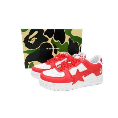 Special Sale A Bathing Ape Bape Sta Low White Red Star OZXSHM 191 306M 02