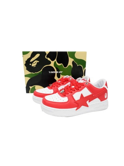 POP  A Bathing Ape Bape Sta Low White Red Star OZXSHM 191 306M 02