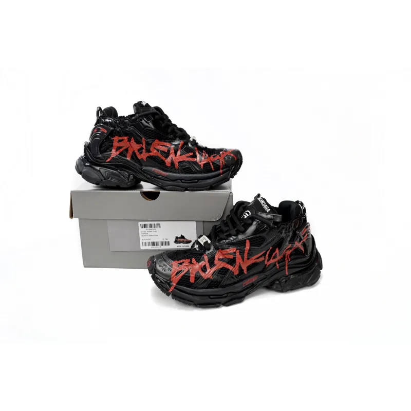 Uabat Balenciaga 7th Runner Black And Red Characters 677402 W3RB1 0102
