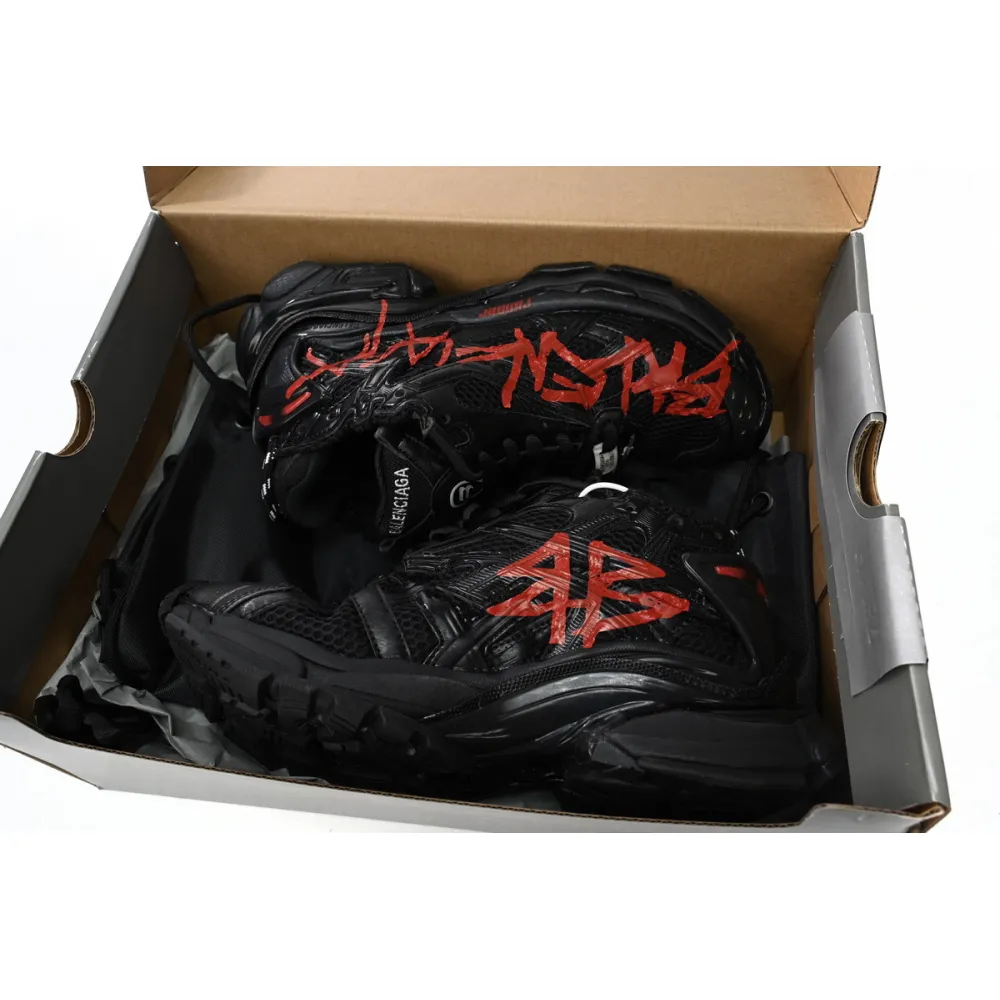 Uabat Balenciaga 7th Runner Black And Red Characters 677402 W3RB1 0102