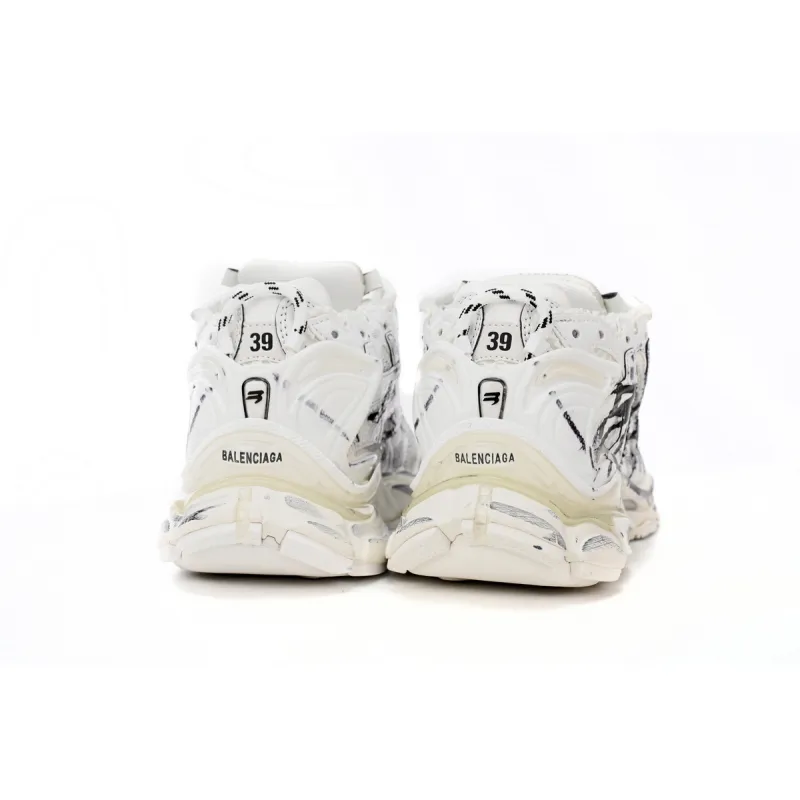 Uabat Balenciaga 7th Runner White And Black Characters 677402 W3RBQ 9010