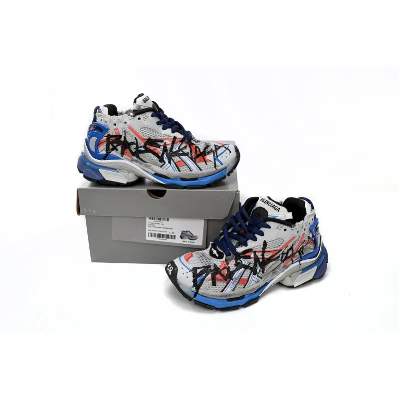 Uabat Balenciaga 7th Runner White And Blue Printing 677402 W3RB6 1264
