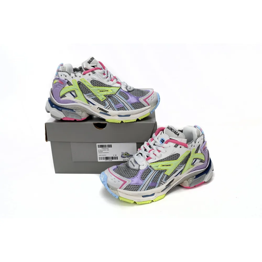 Uabat Balenciaga 7th Runner White Yellow Purple 677402 W3RH5 0308
