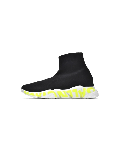 PKGoden  Balenciaga socks Sneaker Speed Black green letters 01