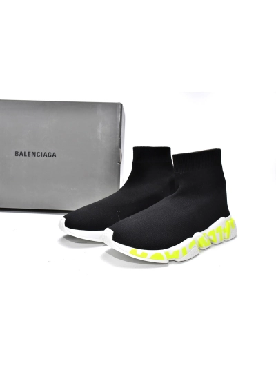 PKGoden  Balenciaga socks Sneaker Speed Black green letters 02